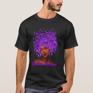 Black African Woman Afro Lila Ribbon Överdosering T Shirt