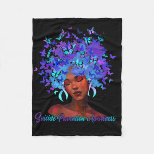 Black African Woman Afro Teal and Lila Suicide P Fleecefilt