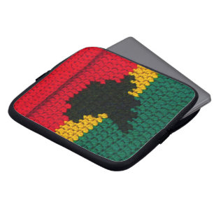 Black Afrika Artisan Crochet Print Electronics Bag Laptop Fodral