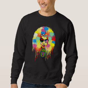 Black Afro Natural Hair Melanin Queen Black Histor Lång Ärmad Tröja