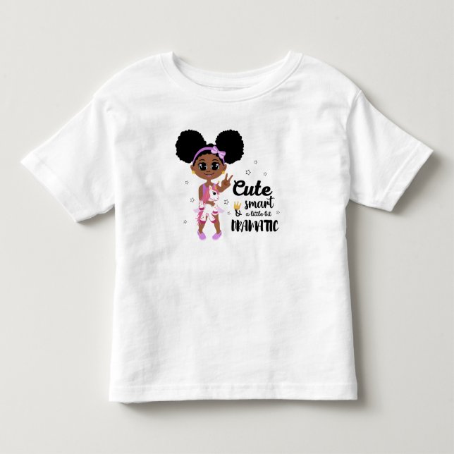 Black Afro Puffs Sassy Girl Cute Smart Dramatic  T Shirt (Framsida)