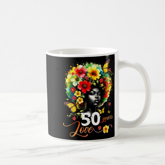 Black Afro Queen 50 Years Love 50th Birthday Butte Kaffemugg (Höger)
