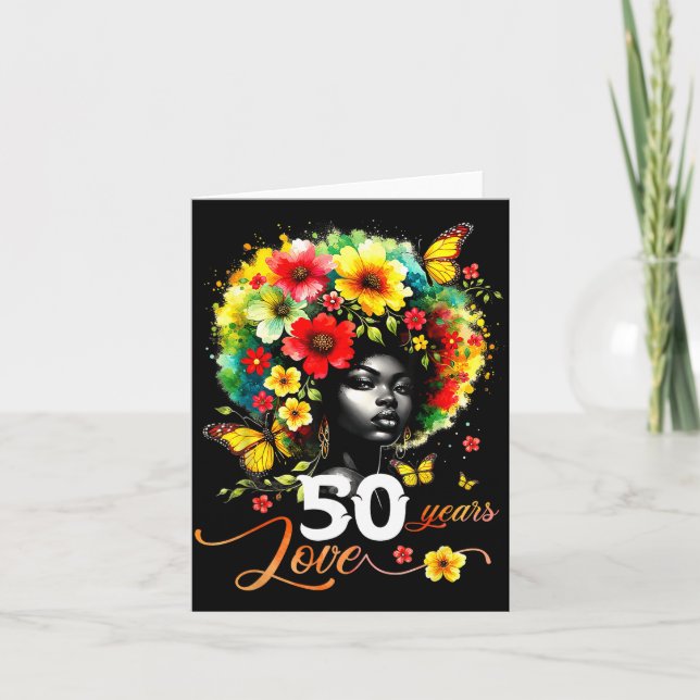 Black Afro Queen 50 Years Love 50th Birthday Butte Kort (Framsida)