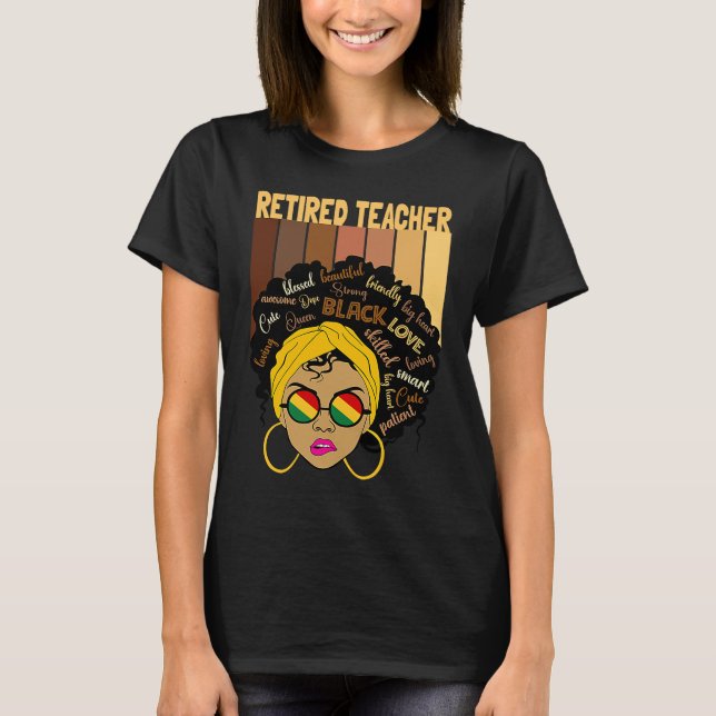 Black Afro Smart Teacher Black History Month Retir T Shirt (Framsida)