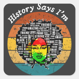 Black Afro Woman Melanin Girl Black History Month Fyrkantigt Klistermärke