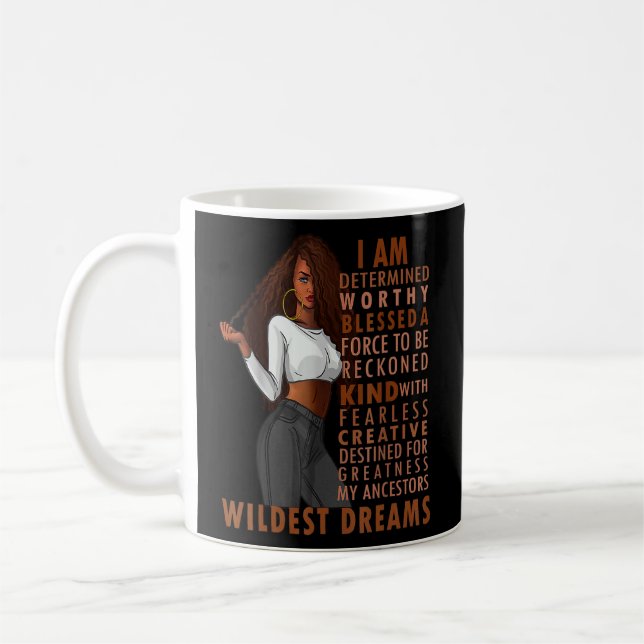Black Afro Woman Melanin Girl Black History Month Kaffemugg (Vänster)