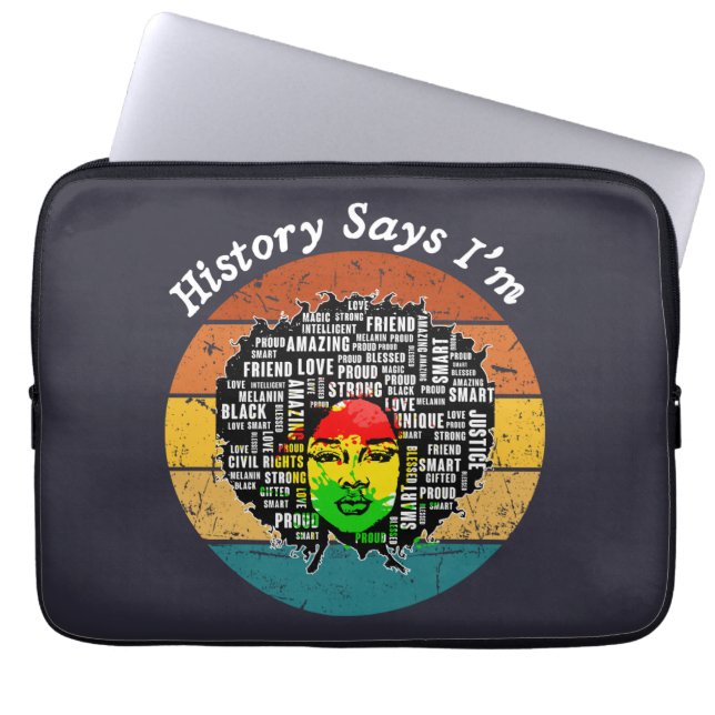 Black Afro Woman Melanin Girl Black History Month Laptop Fodral (Framsidan)