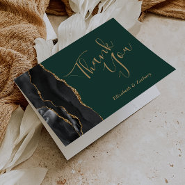 Black Agate Guld Emerald Grönt Bröllop Tack Kort