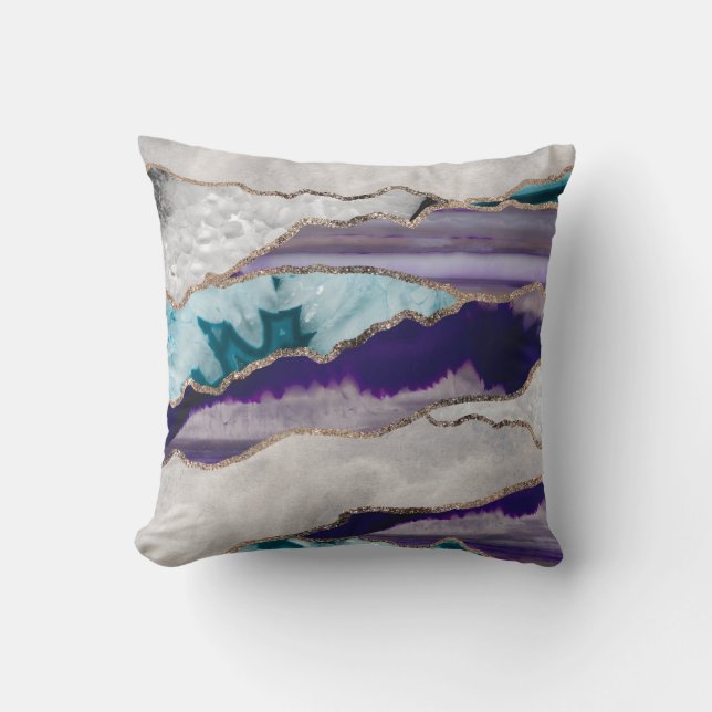 Bläck Agate Guld Glitter Glam #2 (Faux Glitter) #a Kudde (Framsida)