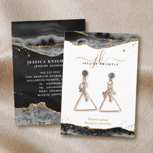 Black Agate Guld Glitter judelry Visning Visitkort