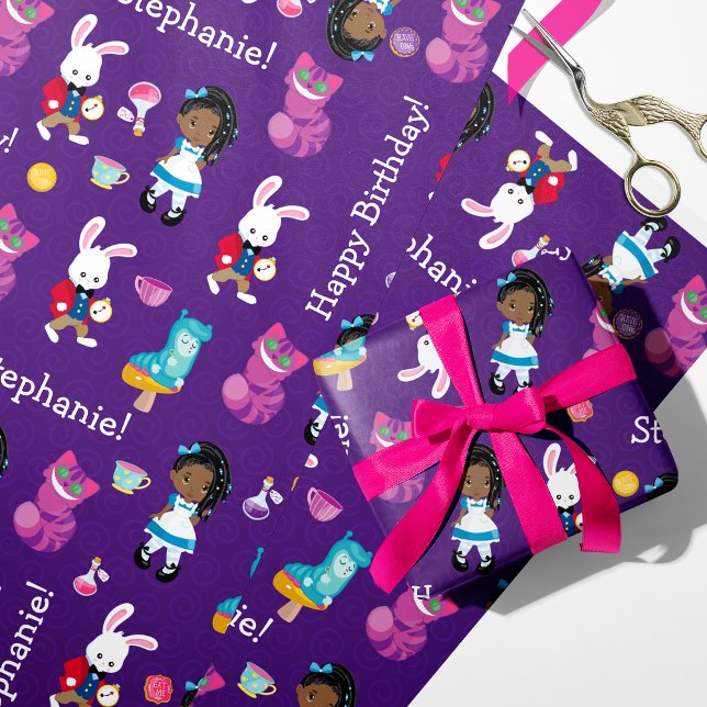 Black Alice wonderland Personlig Wrapping Papper Presentpapper (Skapare uppladdad)