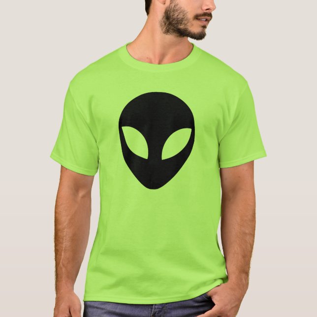 Black Alien Head Shape Tee Shirt (Framsida)
