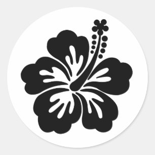 Black aloha-blomma runt klistermärke