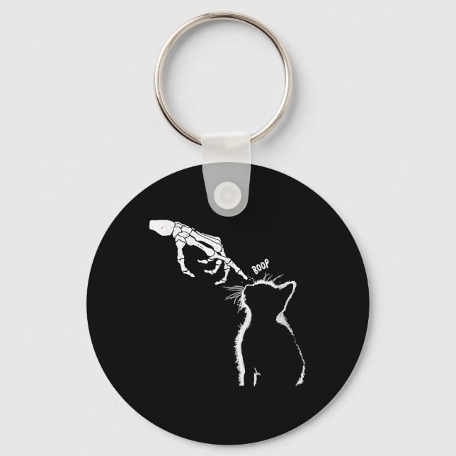 Black Älskare Skeleton Hand Boop Funny Halloween 2 Nyckelring (Framsida)