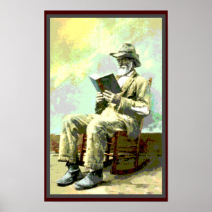Black America Vintage Man Reading Bok Poster