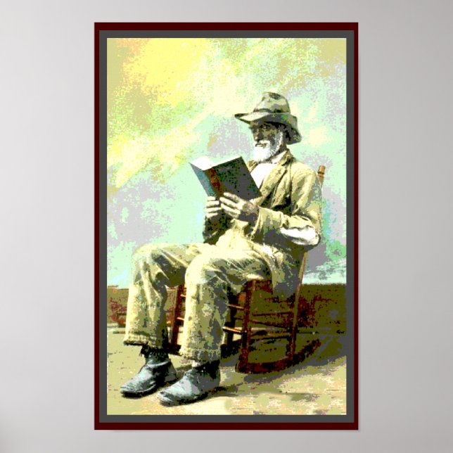 Black America Vintage Man Reading Bok Poster (Framsidan)