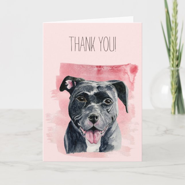 Black American Bulldog Watercolor | Tack Kort (Framsida)