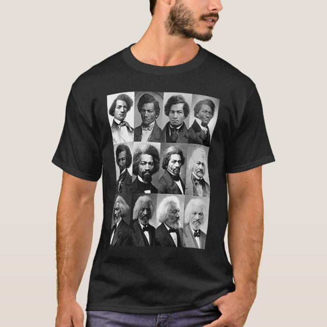 Black Amerikansk historia Frederick Douglass Black T Shirt (Framsida)