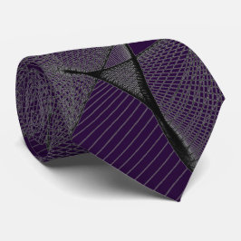 Black Amethyst & Silver Snöre "Spindelnät" Slips