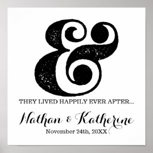 Black Ampersand lyckligtvis efter Bröllop Date Poster
