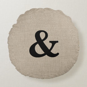 Black Ampersand Round Dekorativ kudde