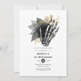 Black an Guld Blommigt Gothic Bridesmaids Luncheon Inbjudningar