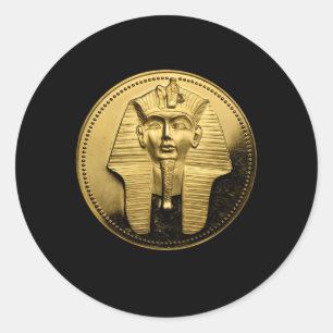 Black Ancitian Egyptian Golden Pharoah Coin Kung T Runt Klistermärke