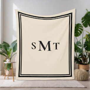 Black and Almond Three Brev Monogram Fleecefilt