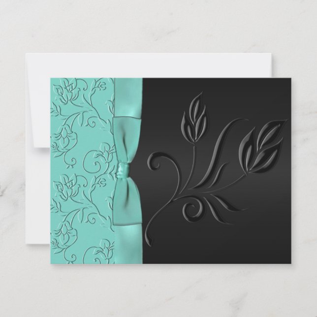 Black and Aqua Satin Ribbon OSA kort (Framsida)
