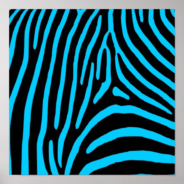 Black and Aqua Zebra ränder Poster (Framsidan)