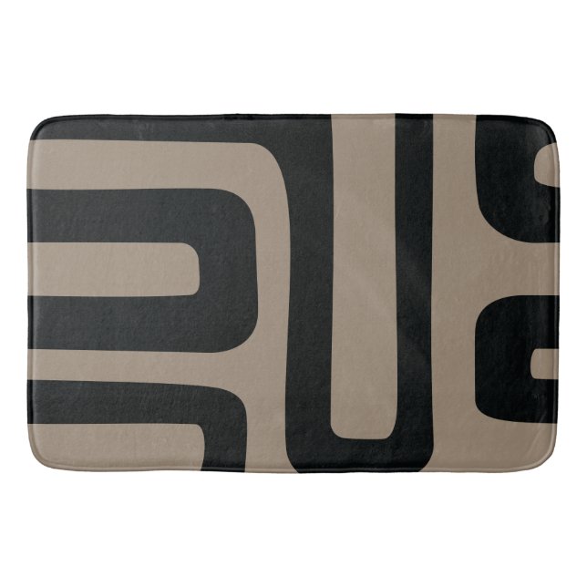 Black and Beige Abstract Bath Mat Badrumsmatta (Framsidan)