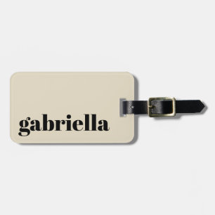 Black and Beige Bold Typography Personlig Namn Bagagebricka
