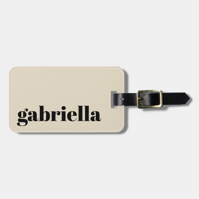 Black and Beige Bold Typography Personlig Namn  Bagagebricka (Horisontell Framsida)