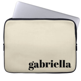 Black and Beige Bold Typography Personlig Namn Laptop Fodral