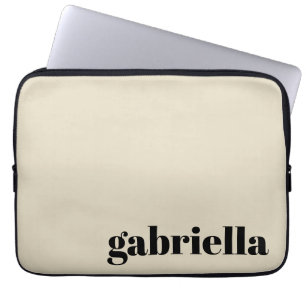 Black and Beige Bold Typography Personlig Namn Laptop Fodral