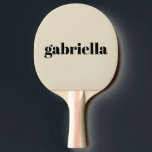 Black and Beige Bold Typography Personlig Namn Pingisracket<br><div class="desc">Bold Modern Typography Personlig Namn Ping Pong Paddle in Black and Beige</div>