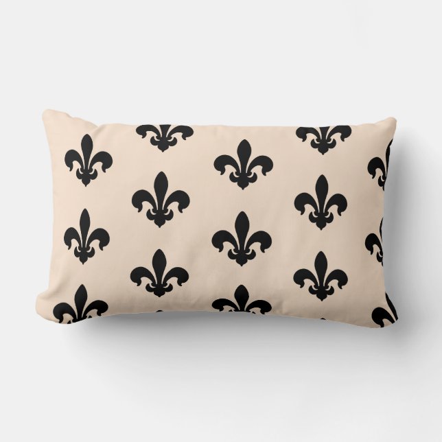 Black and Beige Fleur De Lis, Dekorativ kudde (Framsida)