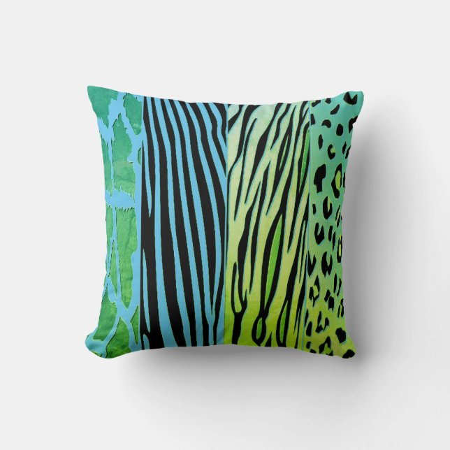 Black And Blue Animal Printed Zebra Stripe Pillow Kudde (Framsida)
