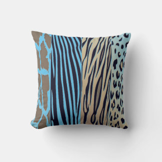 Black And Blue Animal Printed Zebra Stripe Pillow Kudde