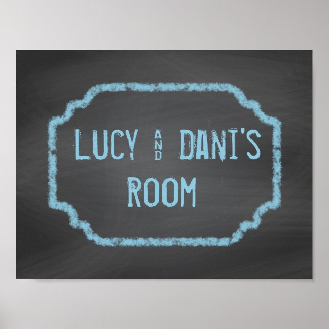 Black and Blue Chalkboard Roommates Wall Art Poster (Framsidan)
