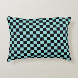 Black and Blue Checkered Pattern Throw Pillow Prydnadskudde