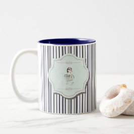 Black and Blue Cute Girly Beauty Rand Två-Tonad Mugg