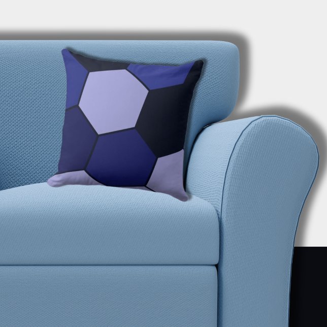 Black and Blue Hexagon Mönster Kudde (Blue to Dark Blue Hexagon Pattern)