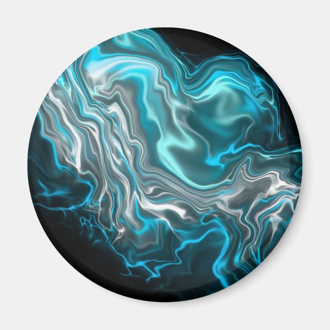 Black and Blue Marble Fluid Art Magnet (Framsidan)