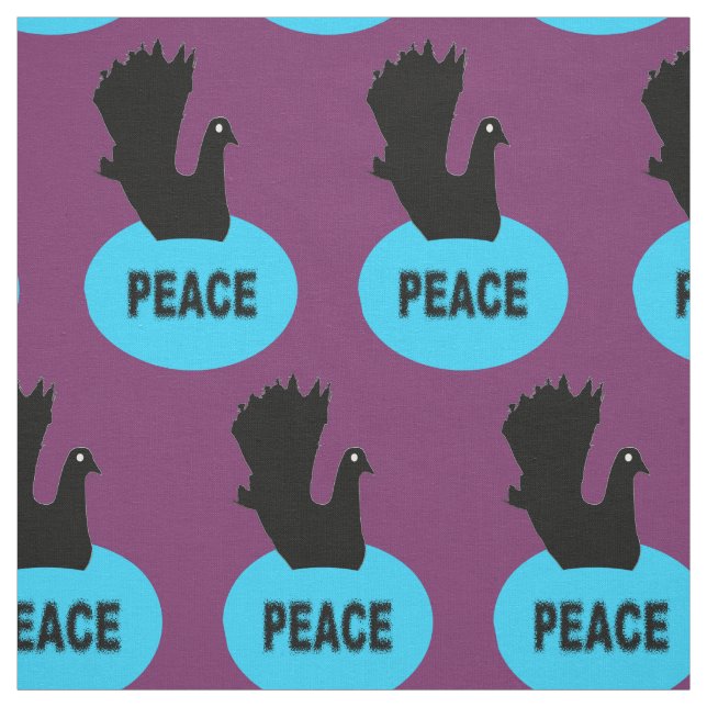 Black and Blue Peace Dove Patterned Craft Fabric Tyg (Provkarta)