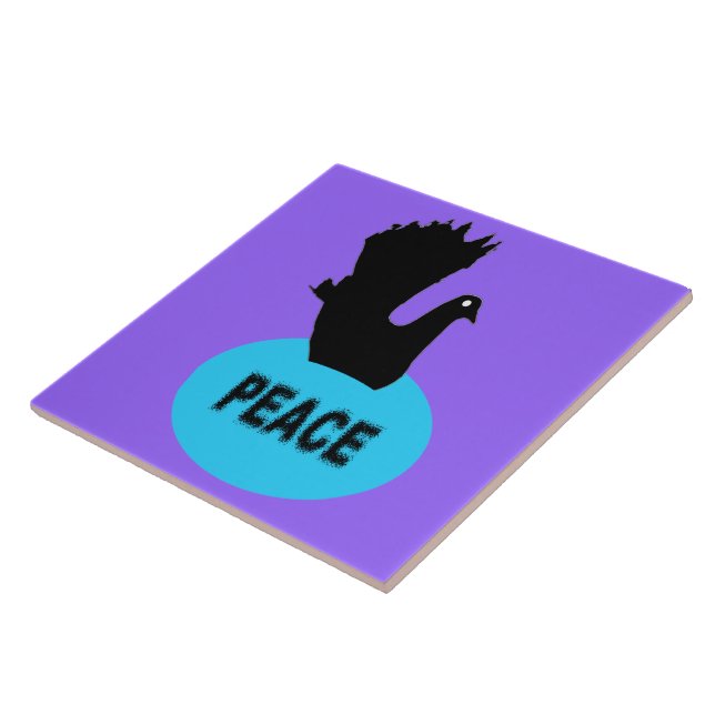 Black and Blue Peace Dove Tile Kakelplatta (Sidan)