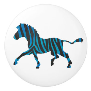 Black and Blue Silhouette Zebra Knopp