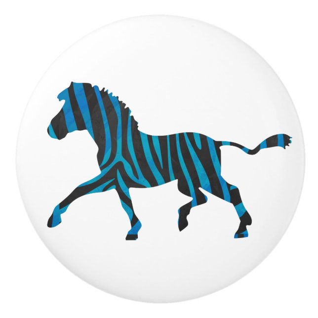 Black and Blue Silhouette Zebra Knopp (Framsidan)