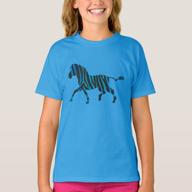 Black and Blue Silhouette Zebra Tee (Framsida)