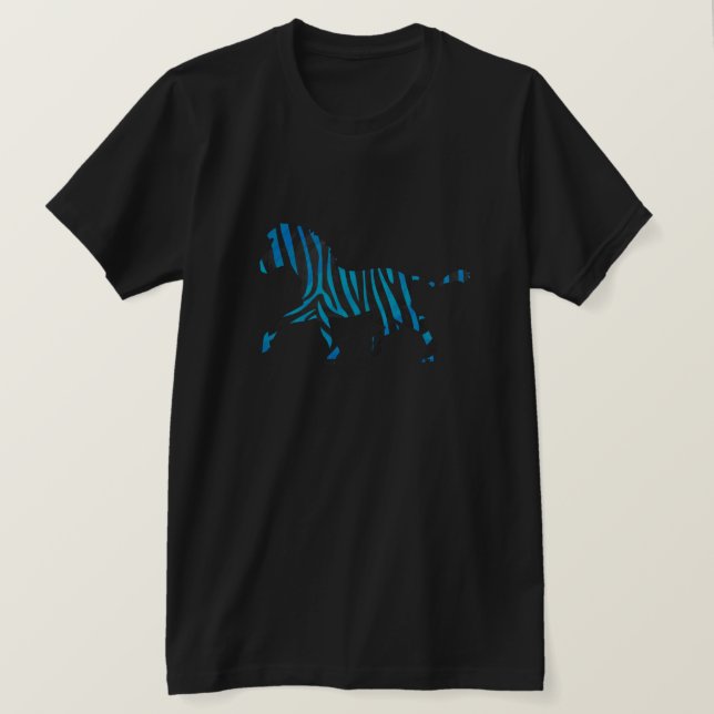 Black and Blue Silhouette Zebra Tee Shirt (Design framsida)